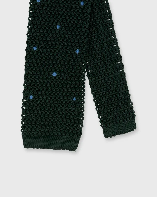 Silk Knit Tie in Hunter/French Blue Dot sold by Mashburn