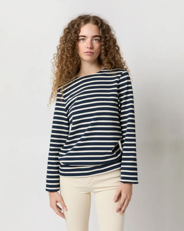 Modern Meridien Tee in Marine/Ecru Stripe made by Saint James