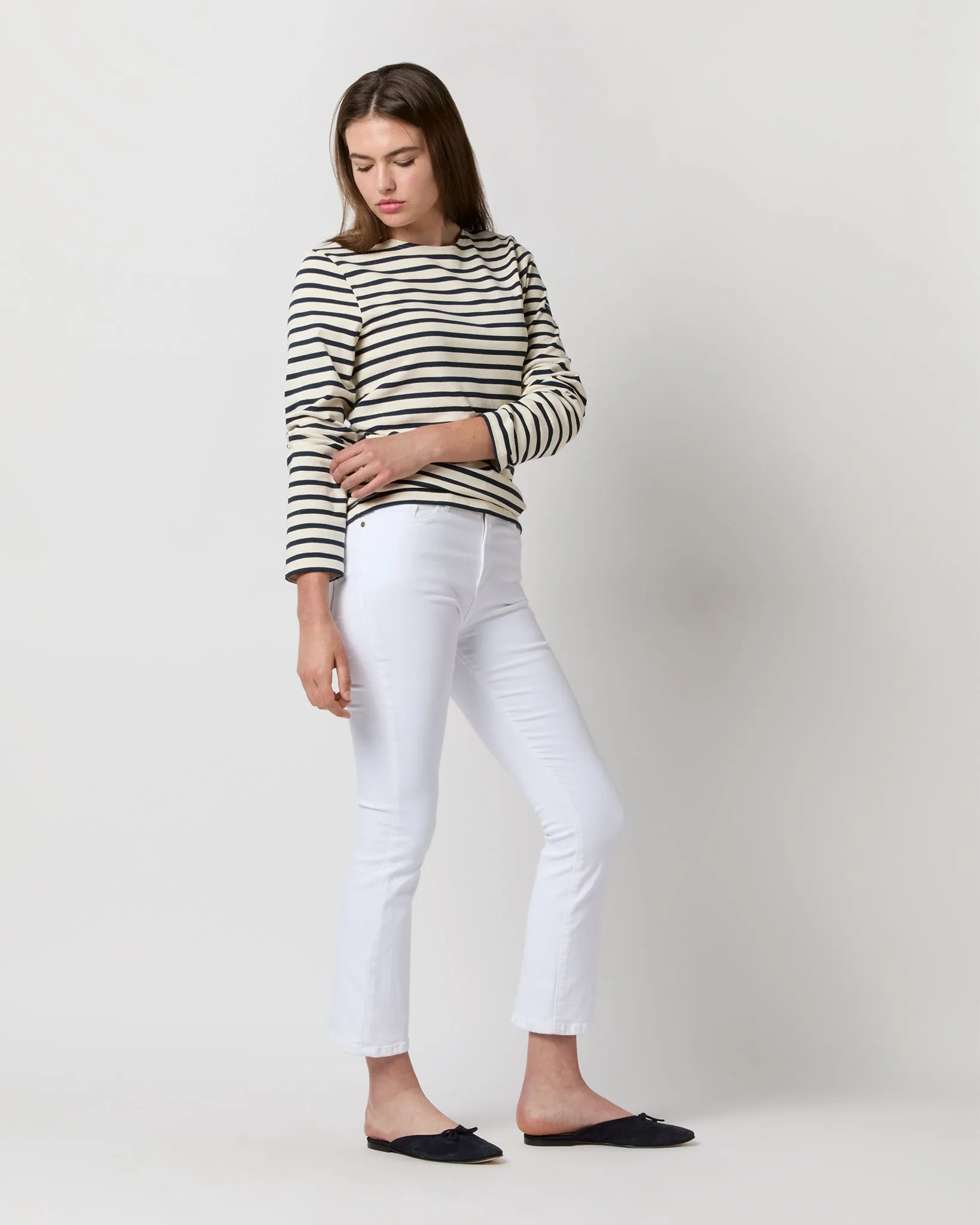 Modern Meridien Tee in Ecru/Marine Stripe sold by Mashburn product image thumbnail 4