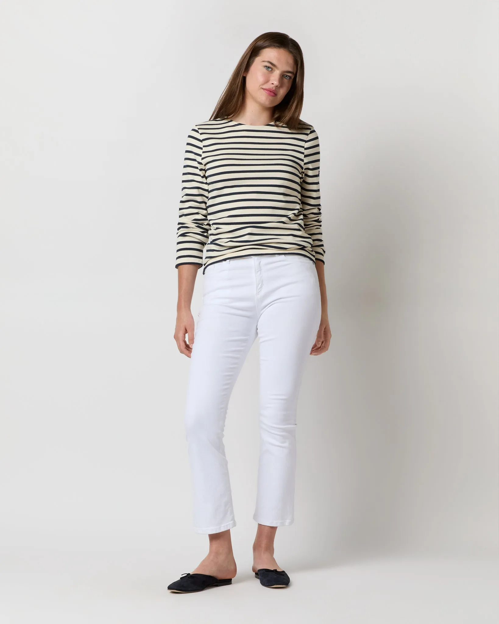 Modern Meridien Tee in Ecru/Marine Stripe sold by Mashburn product image thumbnail 5