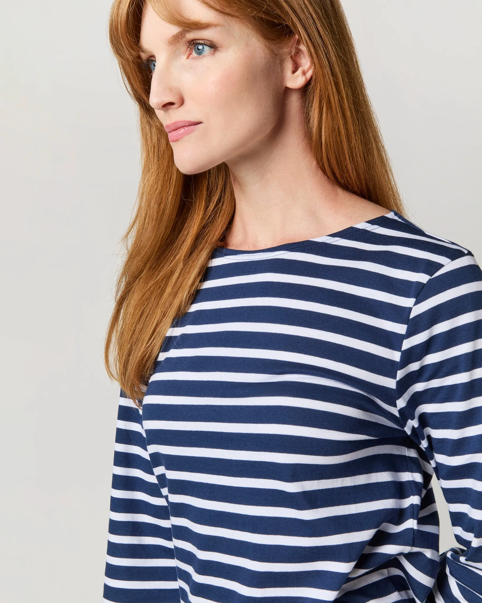 Modern Minquiers Tee in Marine/Neige Stripe sold by Mashburn product image thumbnail 2