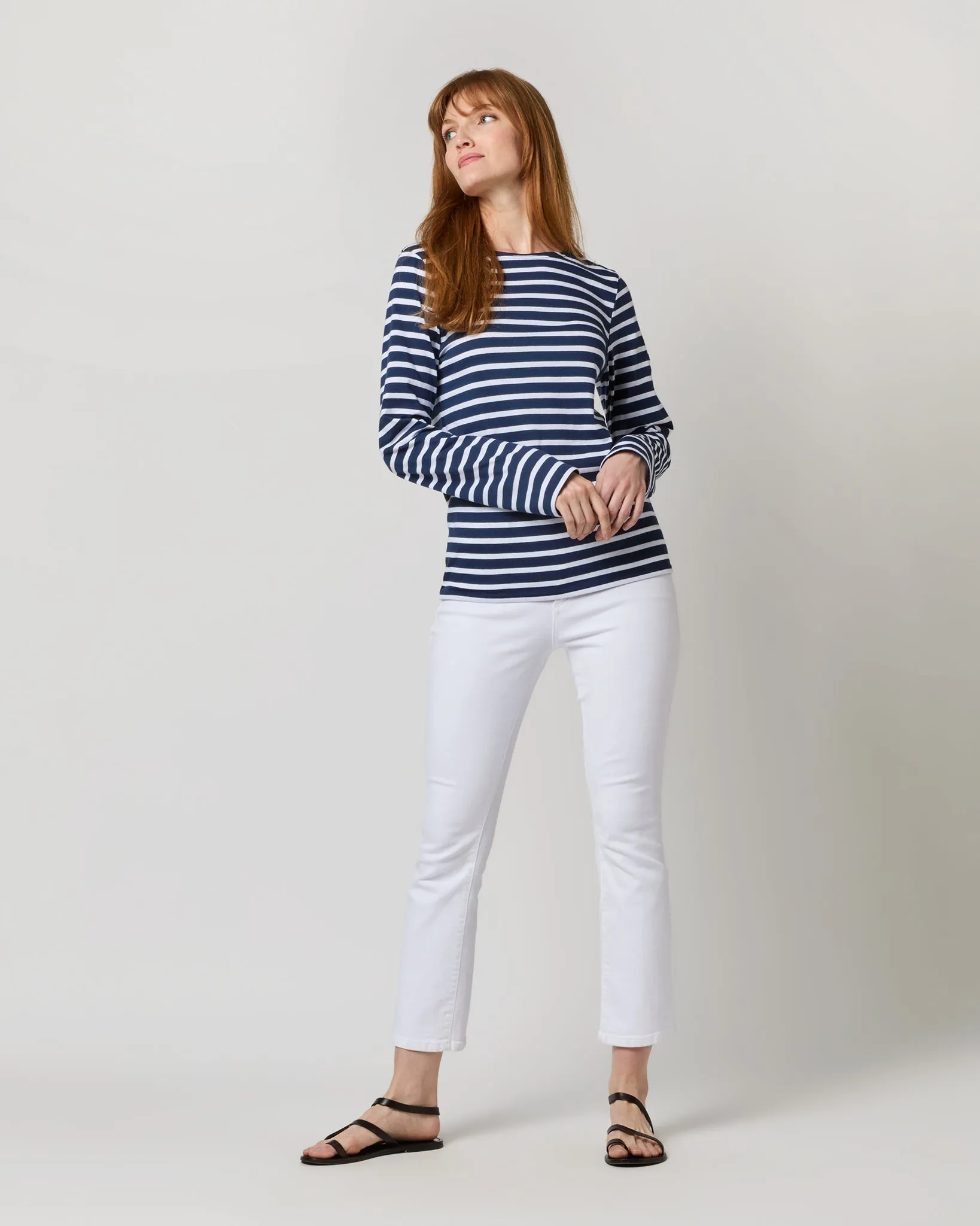 Modern Minquiers Tee in Marine/Neige Stripe sold by Mashburn product image thumbnail 3