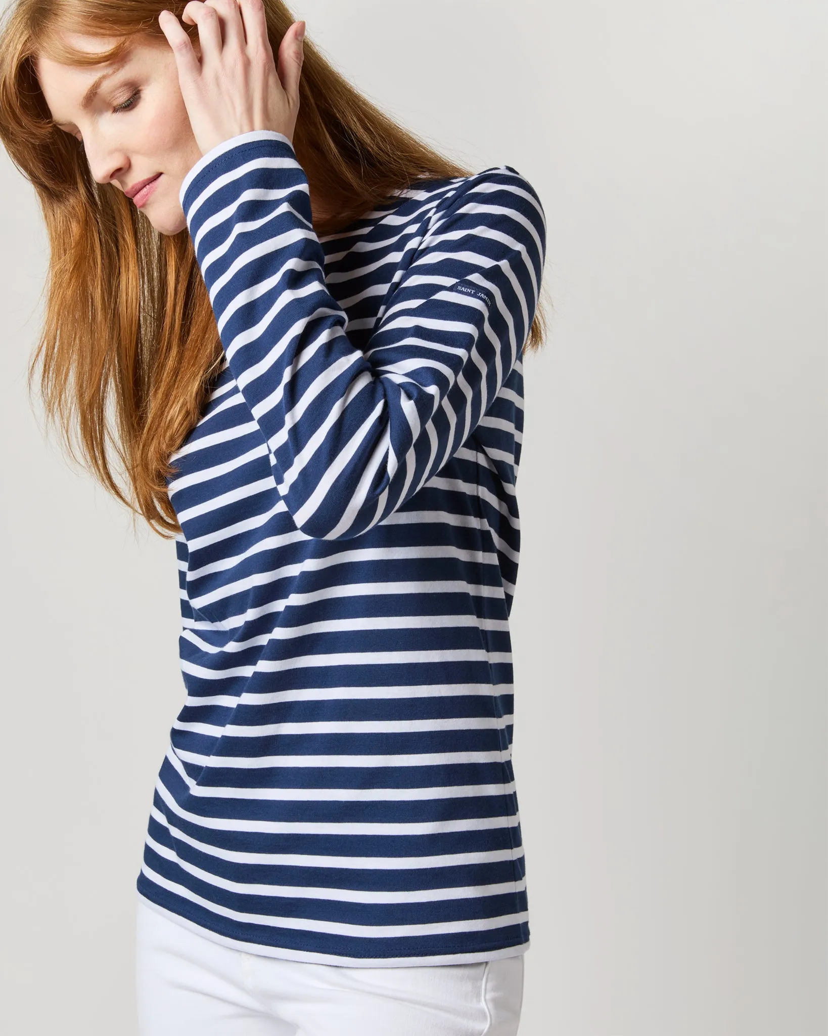 Modern Minquiers Tee in Marine/Neige Stripe sold by Mashburn product image thumbnail 5