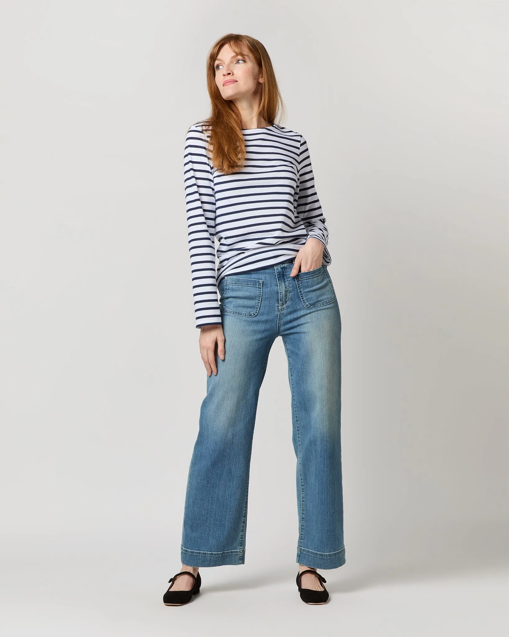 Modern Minquiers Tee in Neige/Marine Stripe sold by Mashburn product image thumbnail 3