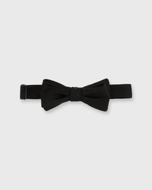 Straight Bow Tie in Black Silk Faille sold by Mashburn