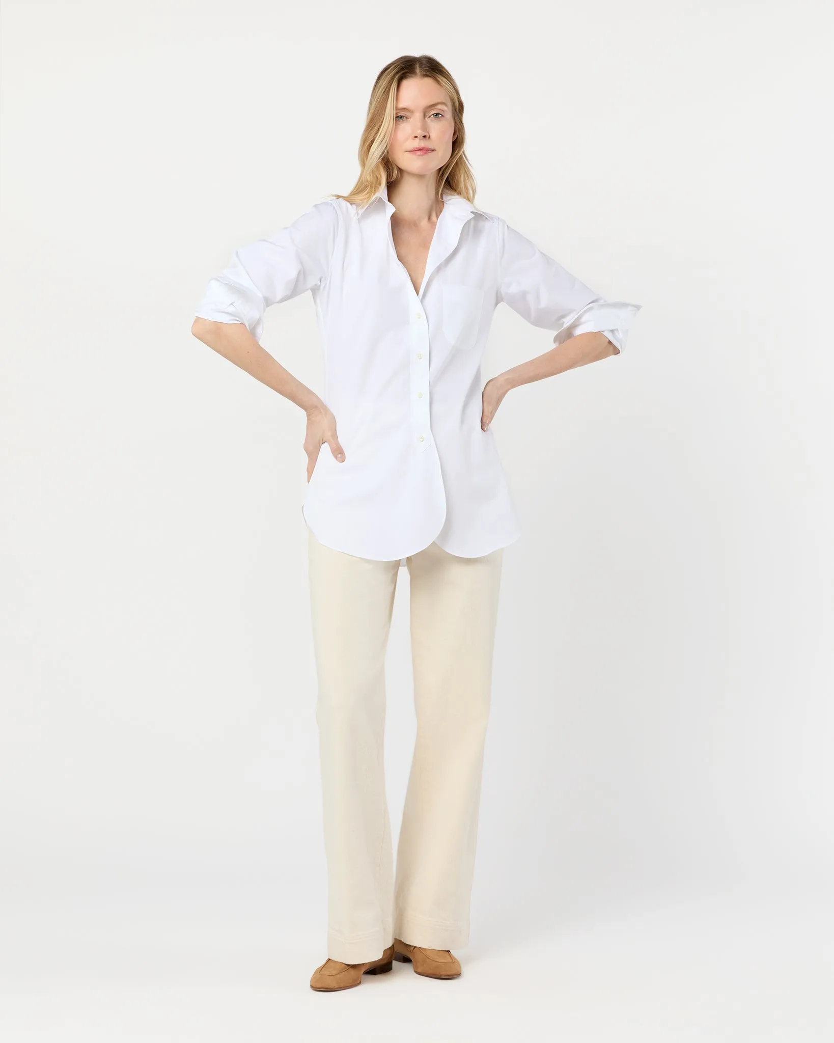 Boyfriend Shirt in White Poplin sold by Mashburn product image thumbnail 3
