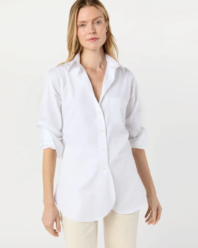 Boyfriend Shirt in White Poplin sold by Mashburn