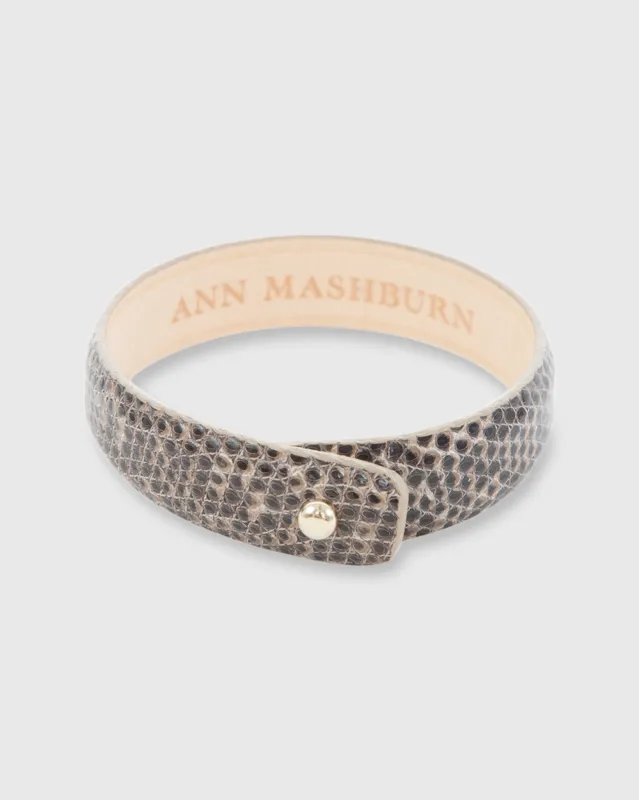 0.5" Lizard Cuff Bracelet in Black/Taupe sold by Mashburn