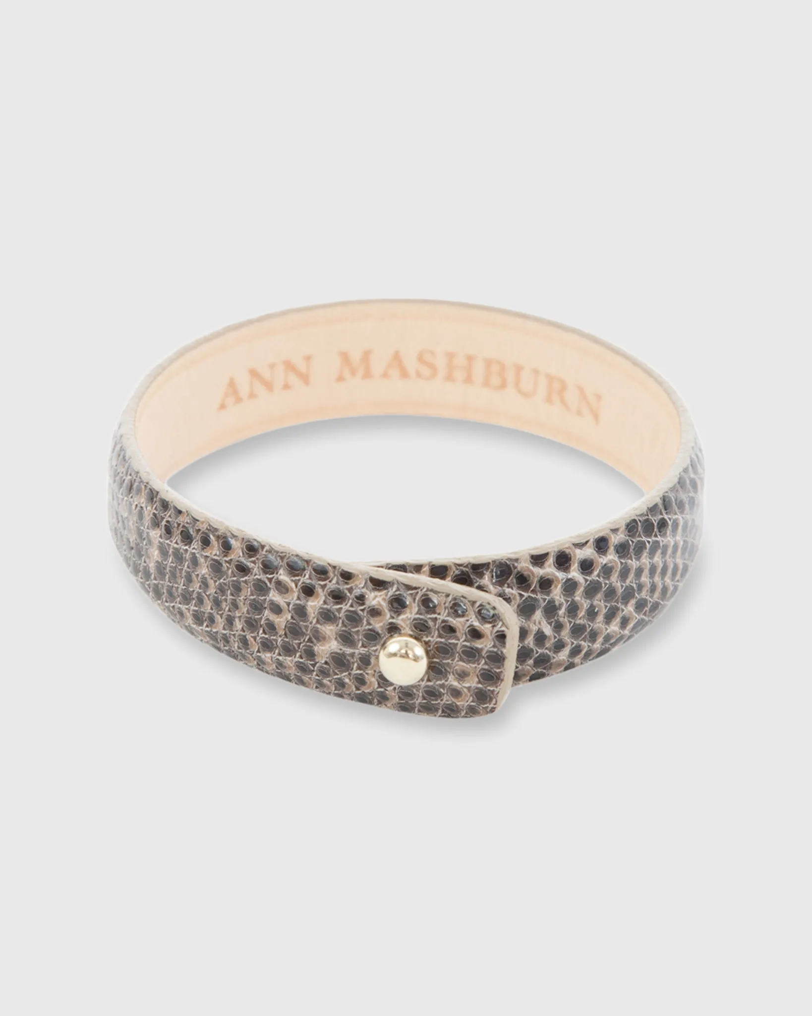 0.5" Lizard Cuff Bracelet in Black/Taupe sold by Mashburn