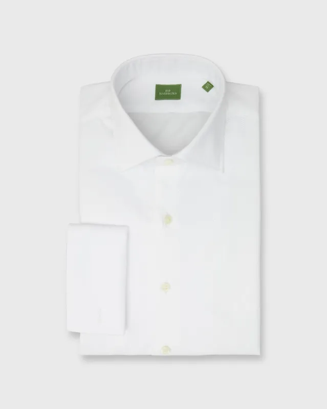French-Cuff Bib-Front Tuxedo Shirt in White Pique/Poplin sold by Mashburn