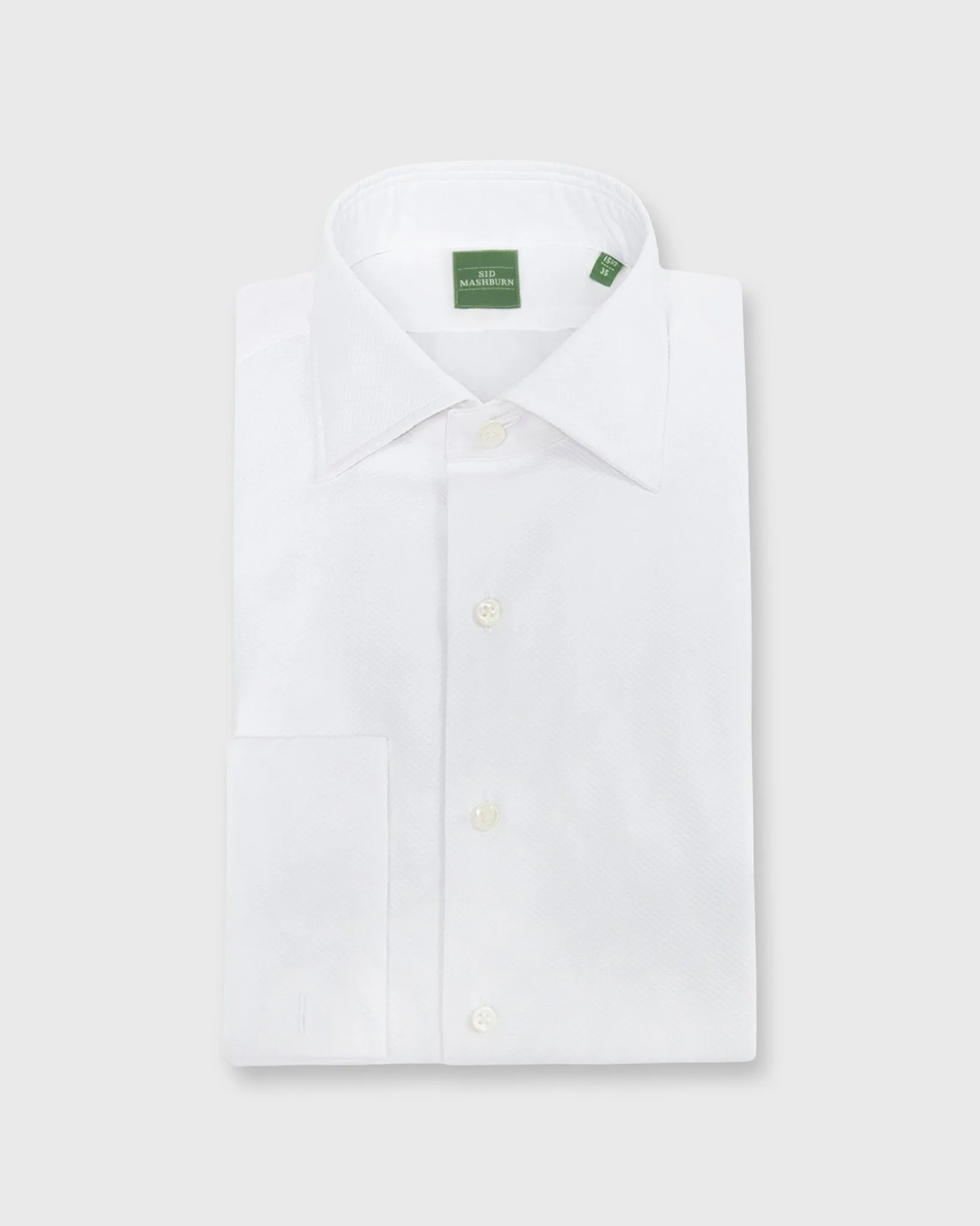 French-Cuff Bib-Front Tuxedo Shirt in White Pique/Poplin sold by Mashburn product image thumbnail 3