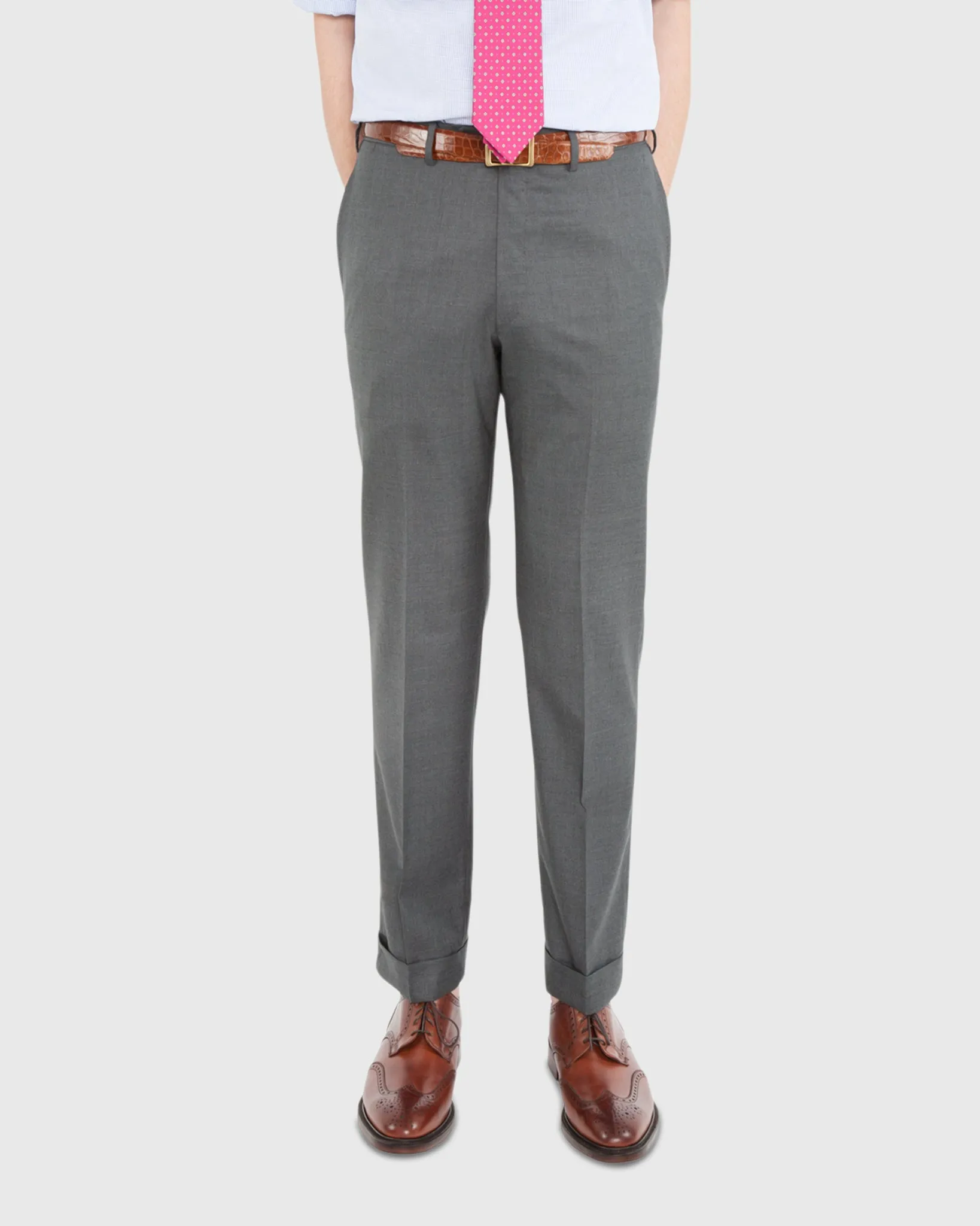 Dress Trouser in Mid-Grey Lightweight Twill sold by Mashburn product image thumbnail 2