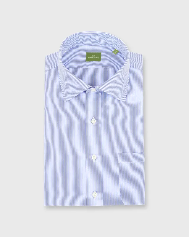 Spread Collar Dress Shirt in Blue Small Bengal Stripe Poplin sold by Mashburn