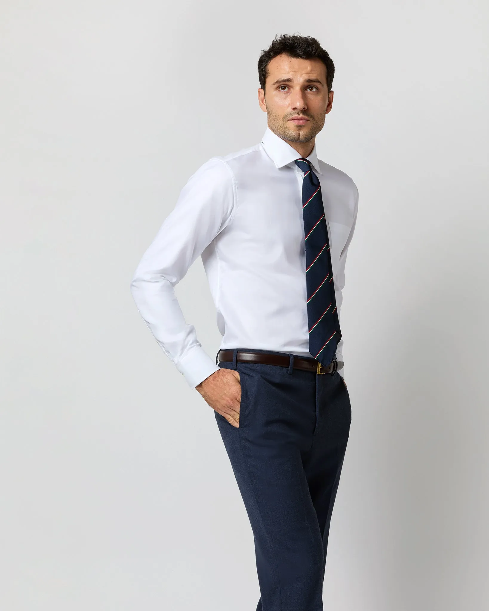 Spread Collar Dress Shirt in White Roxford sold by Mashburn product image thumbnail 3