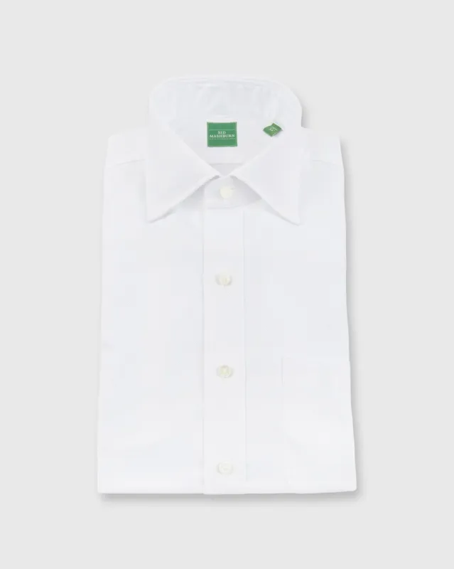 Spread Collar Dress Shirt in White Roxford sold by Mashburn