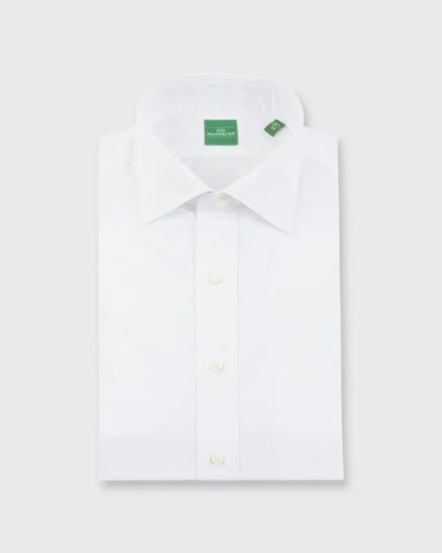 Spread Collar Dress Shirt in White Poplin sold by Mashburn