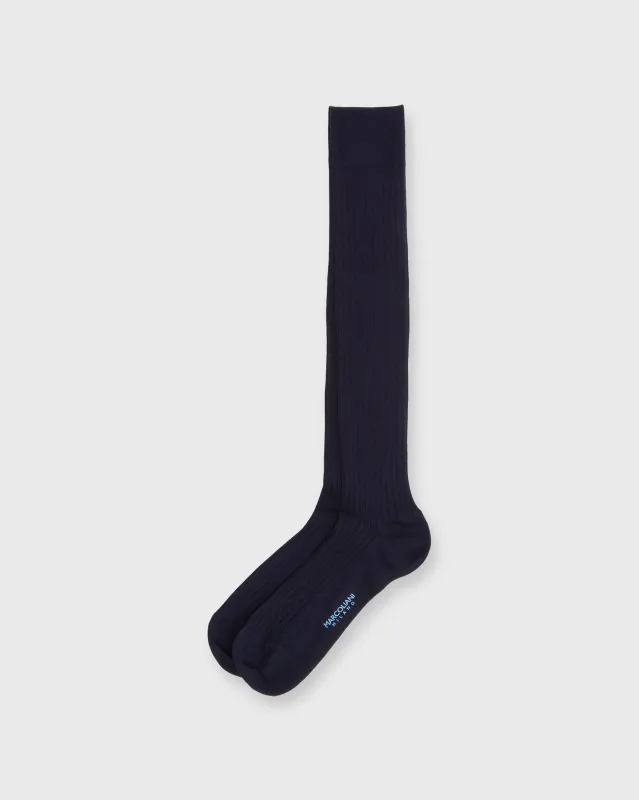 Over-The-Calf Dress Socks in Navy Extra Fine Merino sold by Mashburn