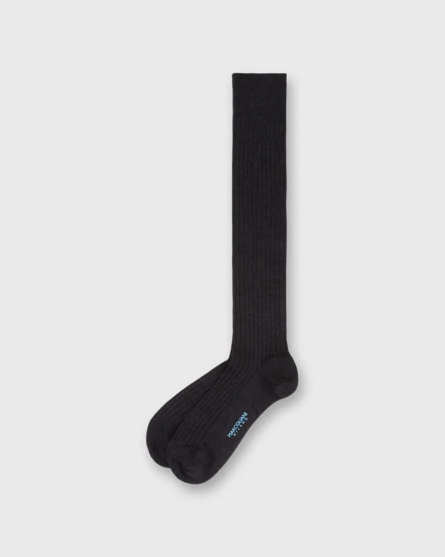 Over-The-Calf Dress Socks in Charcoal Extra Fine Merino sold by Mashburn