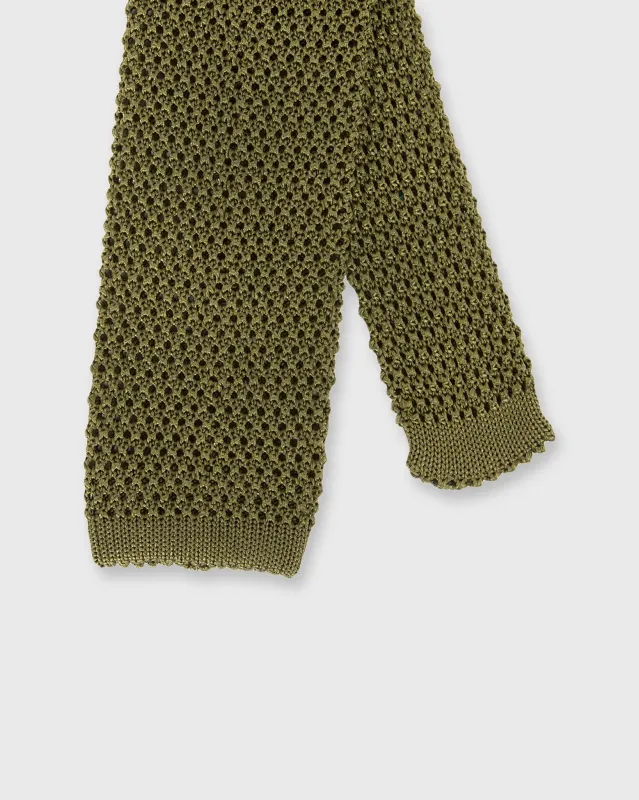 Silk Knit Tie in Olive sold by Mashburn