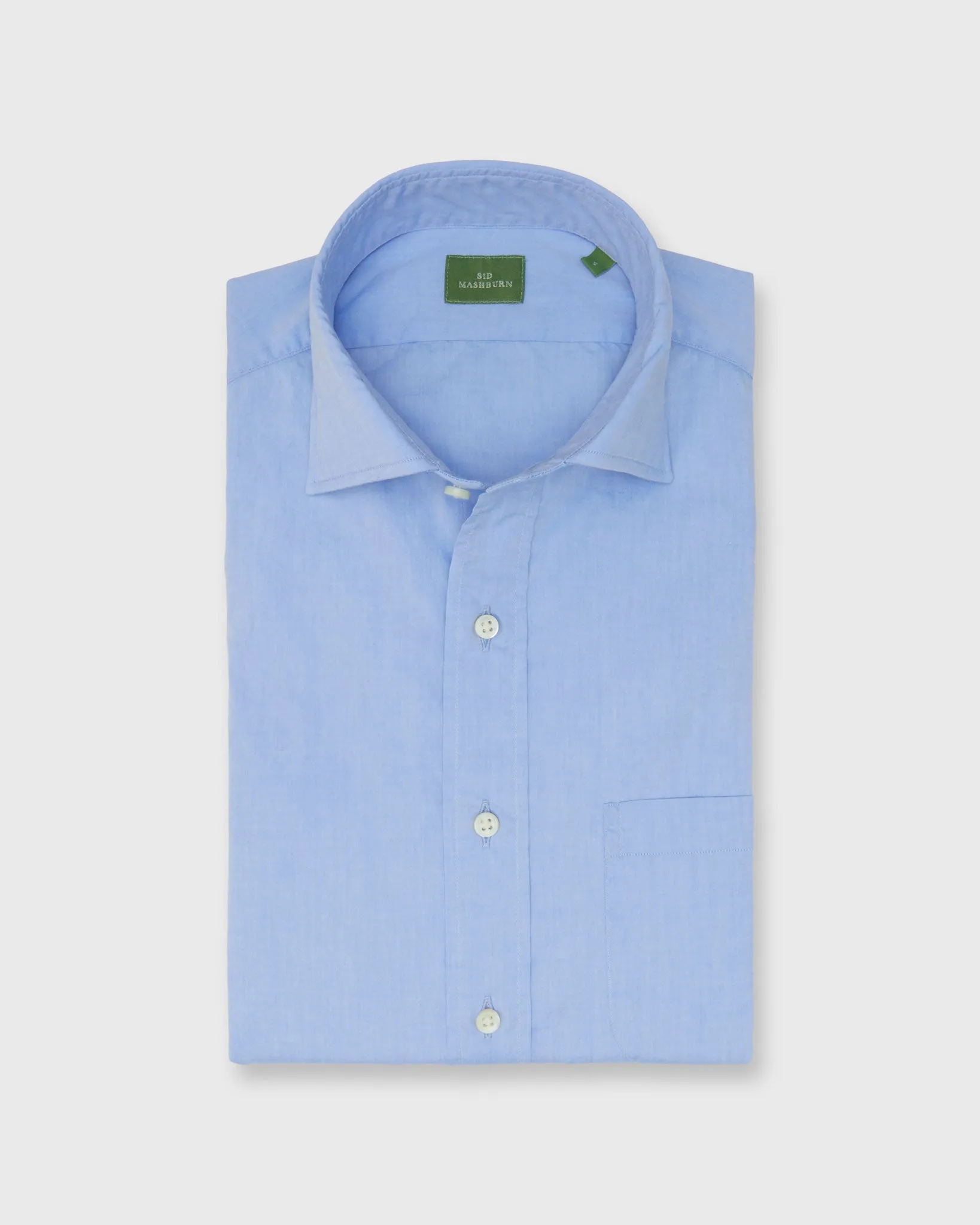 Spread Collar Sport Shirt in Light Blue Chambray sold by Mashburn