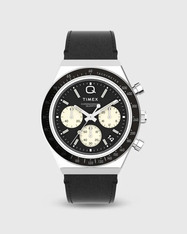 Q Timex Chronograph Watch in Black/Black sold by Mashburn