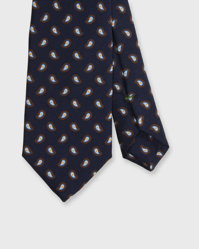 Silk Print Tie in Navy/Tobacco/Sky Paisley sold by Mashburn
