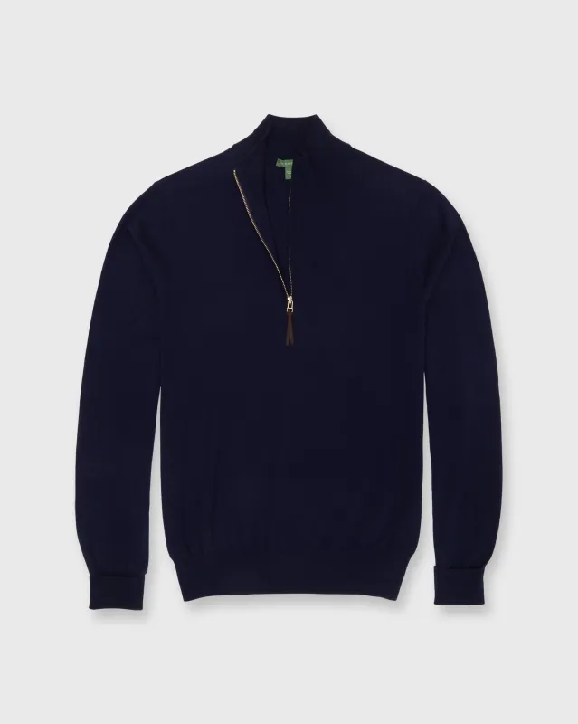 Half-Zip Sweater in Navy Escorial Wool sold by Mashburn