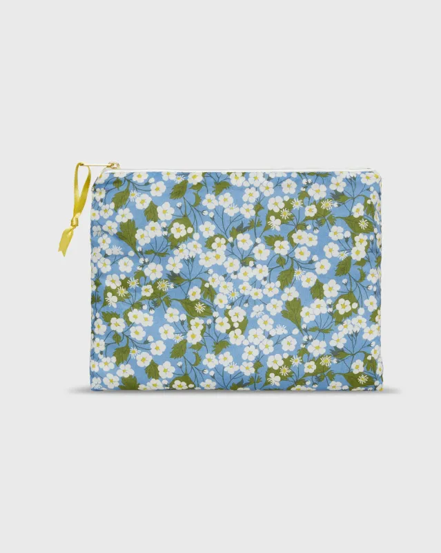 Soft Small Zip Pouch in Blue/Ivory Mitsi Liberty Fabric sold by Mashburn