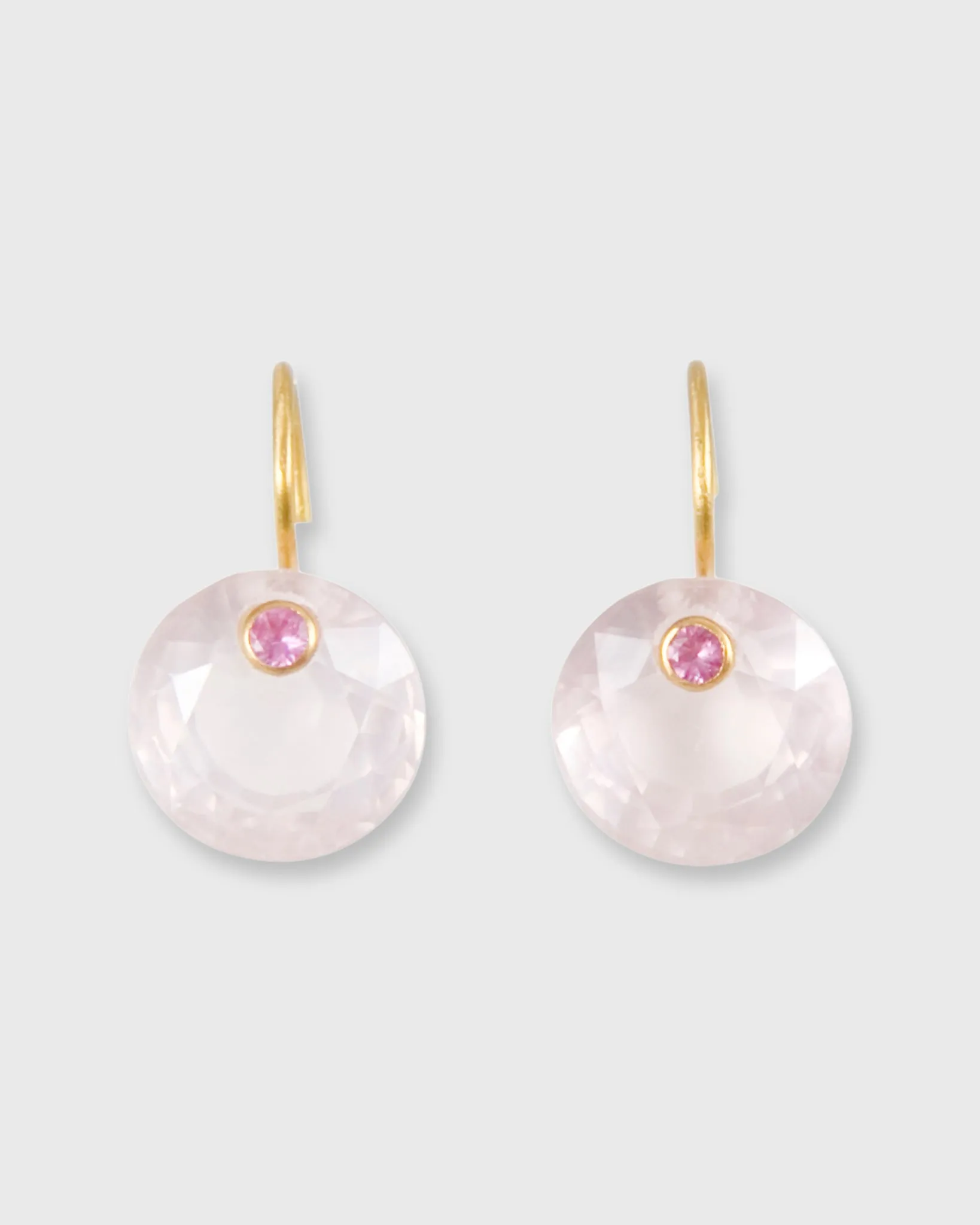 Small Round Gem Earrings in Rose Quartz/Pink Sapphire sold by Mashburn product image thumbnail 3