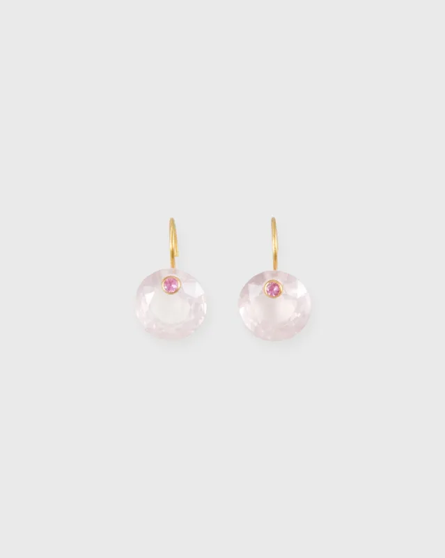 Small Round Gem Earrings in Rose Quartz/Pink Sapphire sold by Mashburn