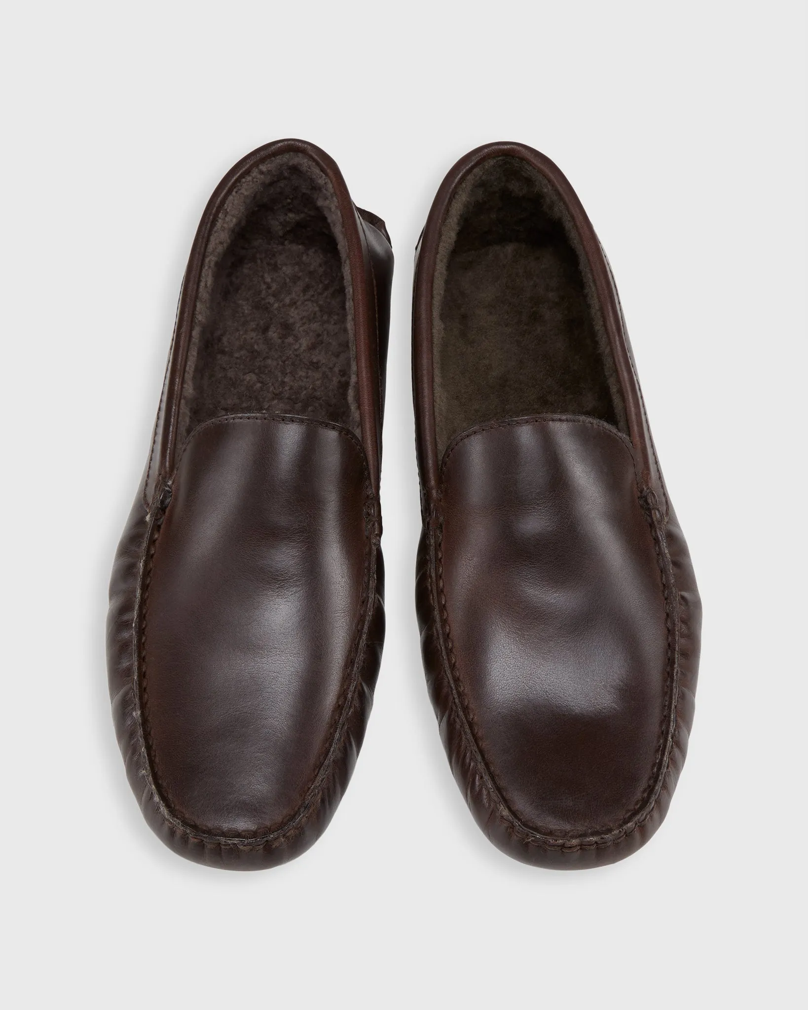 House Slippers in Dark Brown Leather sold by Mashburn