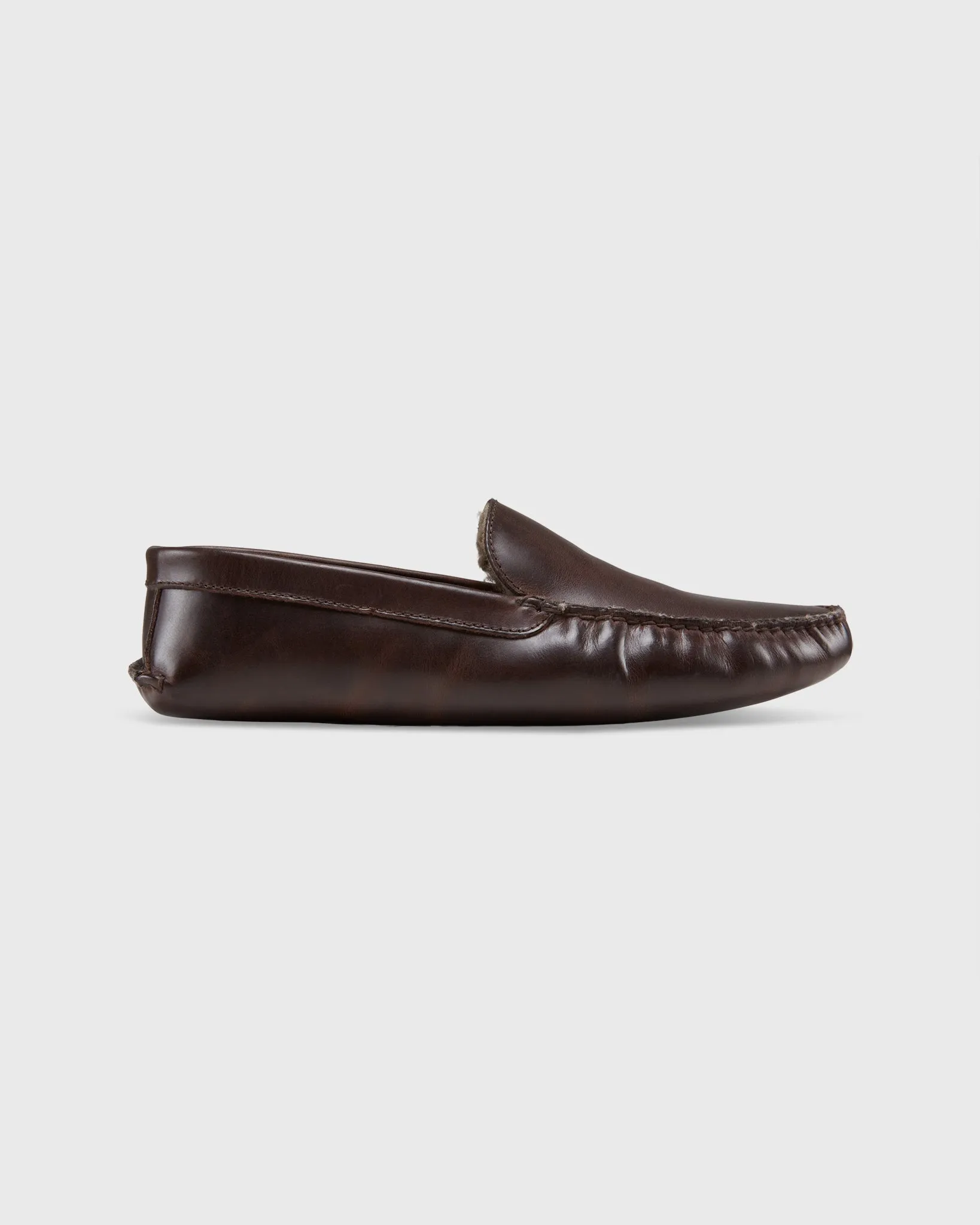 House Slippers in Dark Brown Leather sold by Mashburn product image thumbnail 2