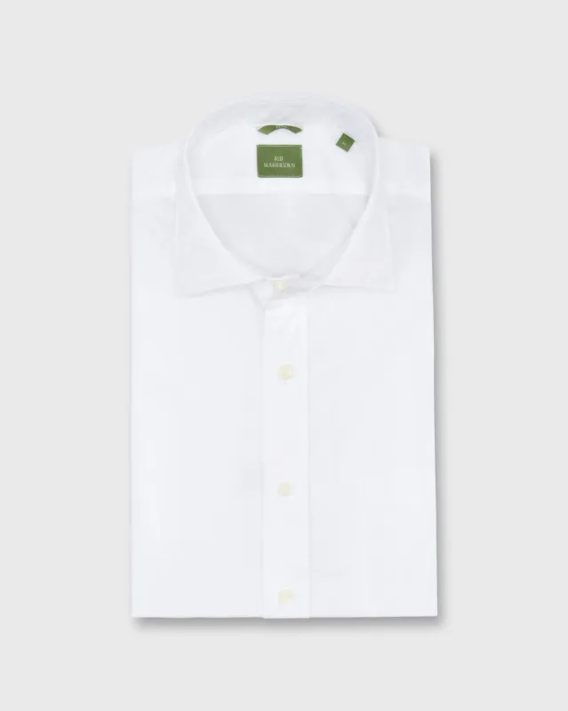 Slim-Fit Spread Collar Sport Shirt in White Poplin sold by Mashburn