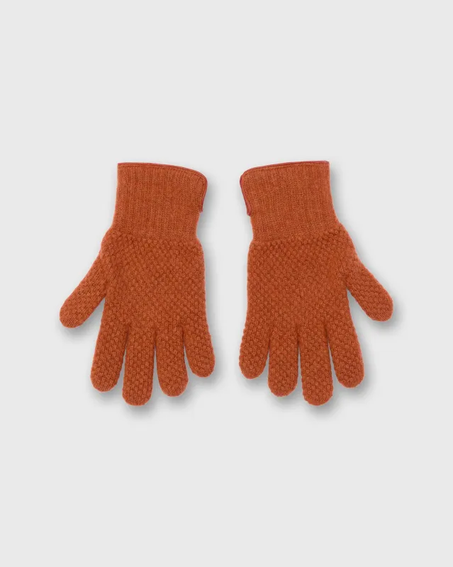 Cashmere-Lined Waffle Knit Gloves in Orange Merino sold by Mashburn
