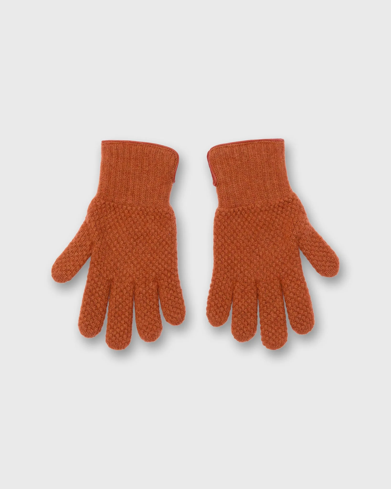 Cashmere-Lined Waffle Knit Gloves in Orange Merino sold by Mashburn