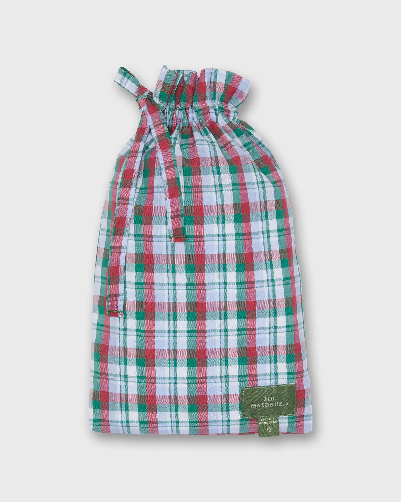 Button-Front Boxer Short in Green/Red/Sky Plaid Poplin sold by Mashburn product image thumbnail 2