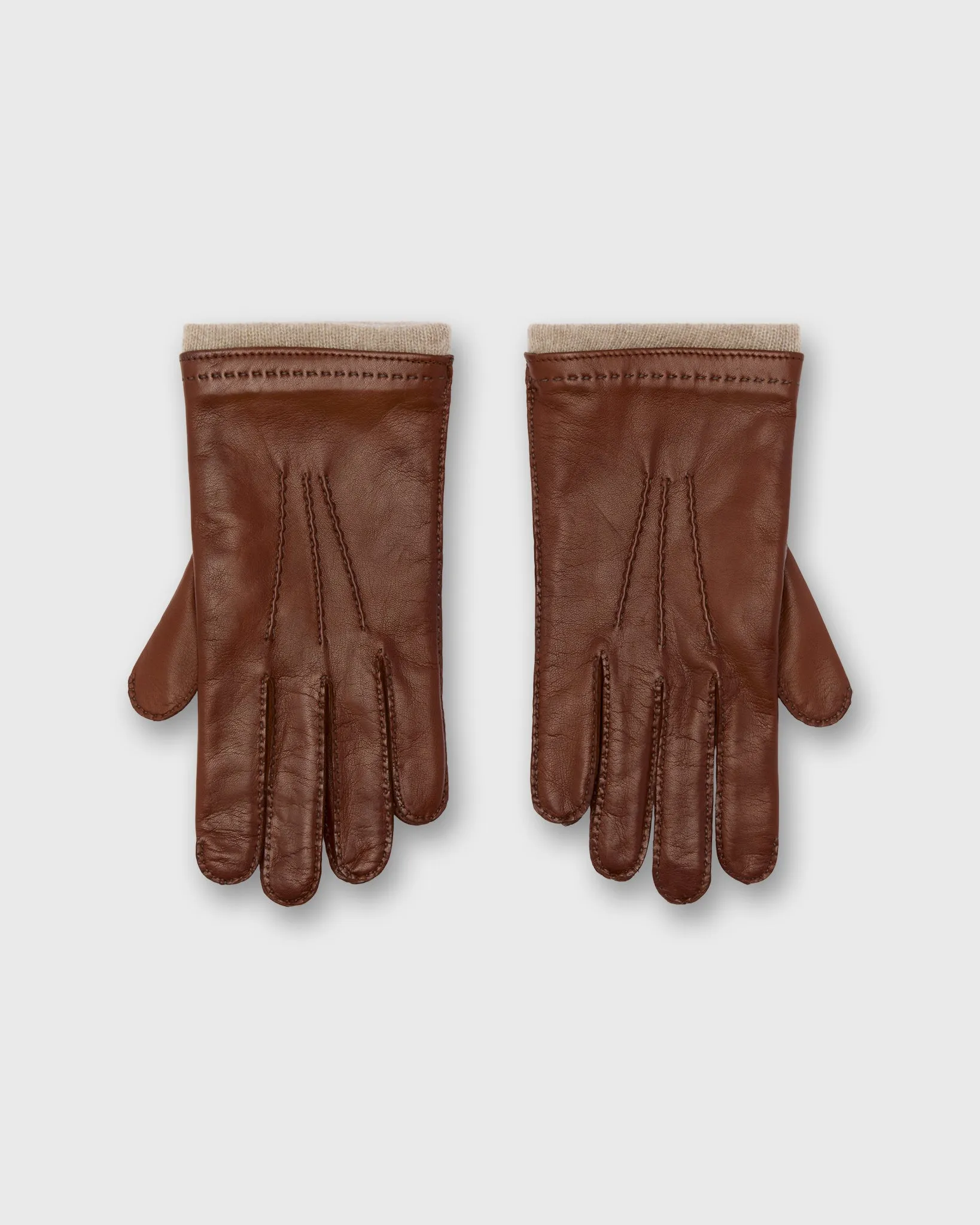 Hand-Stitched Cashmere-Lined Gloves in Tan Nappa Leather sold by Mashburn