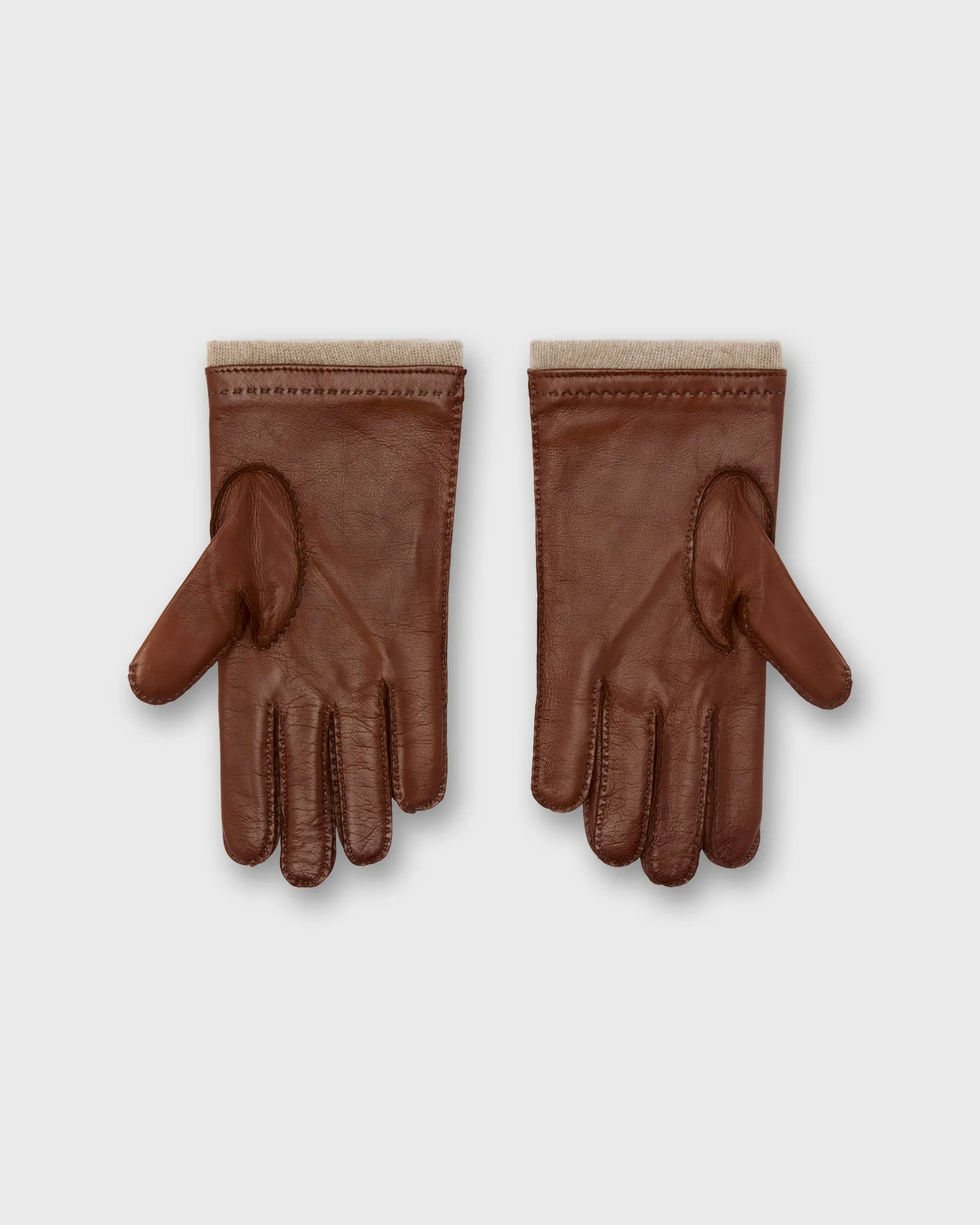 Hand-Stitched Cashmere-Lined Gloves in Tan Nappa Leather sold by Mashburn product image thumbnail 2