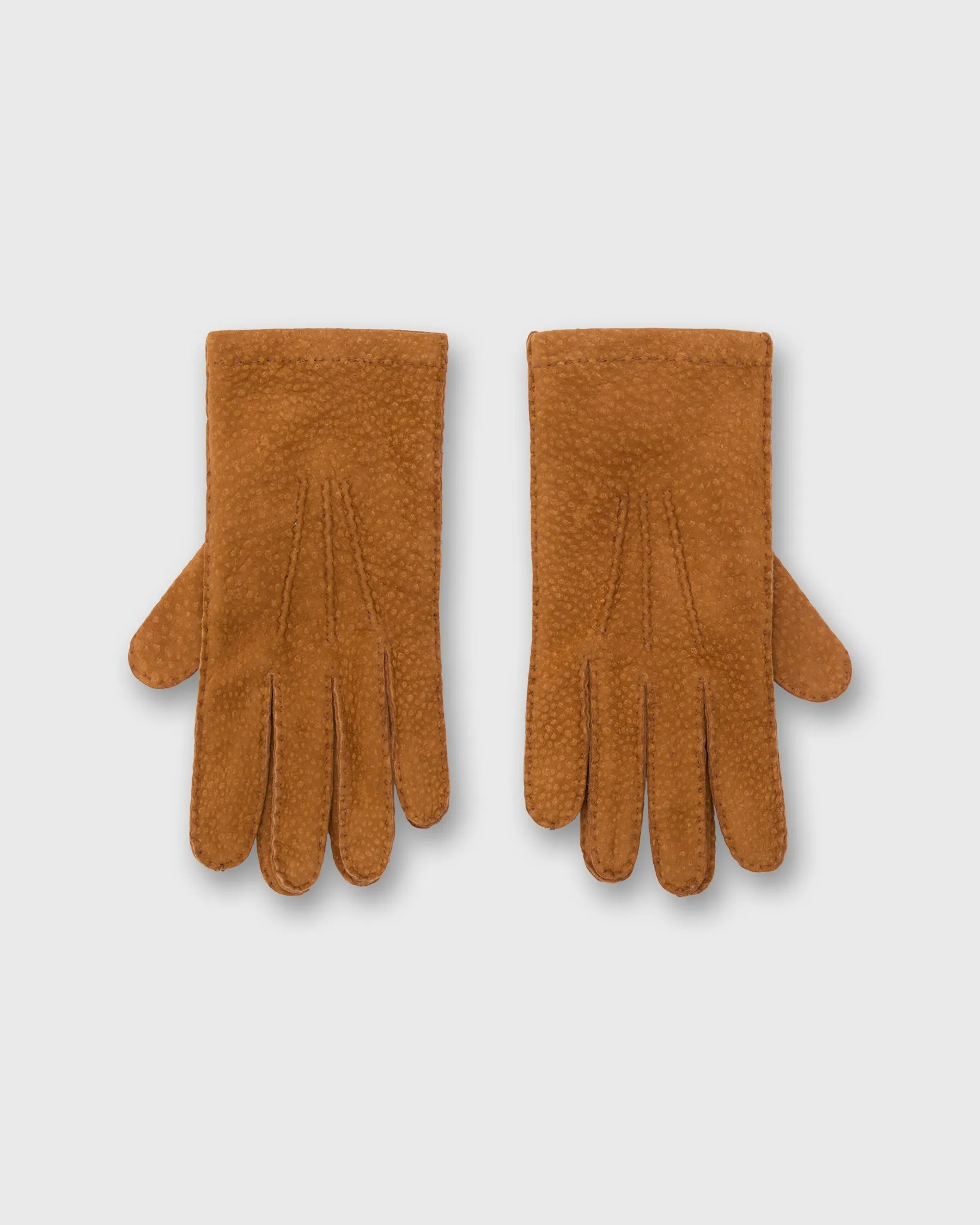 Hand-Stitched Cashmere-Lined Gloves in Medium Brown Carpinchos sold by Mashburn