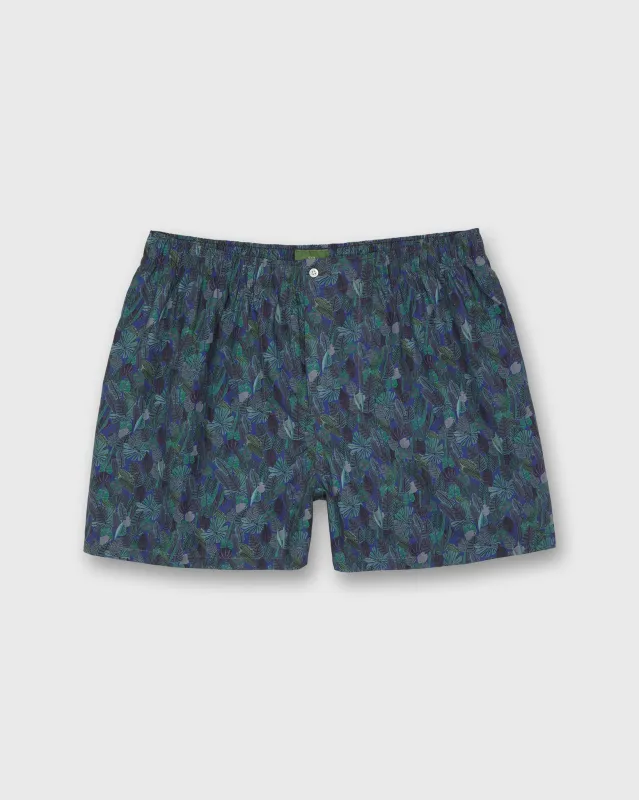 Button-Front Boxer Short in Navy/Green Multi Chaparral Liberty Fabric sold by Mashburn