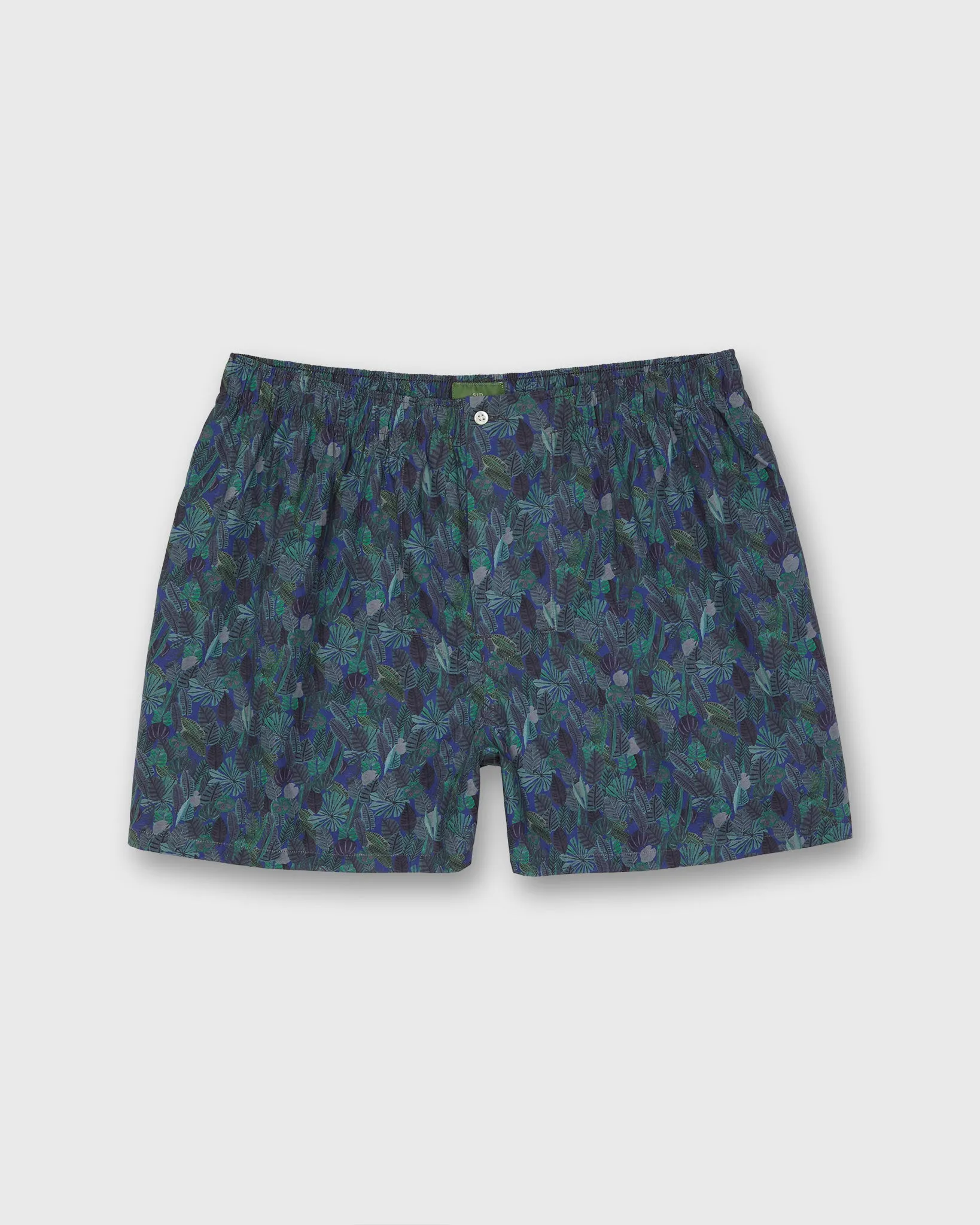 Button-Front Boxer Short in Navy/Green Multi Chaparral Liberty Fabric sold by Mashburn