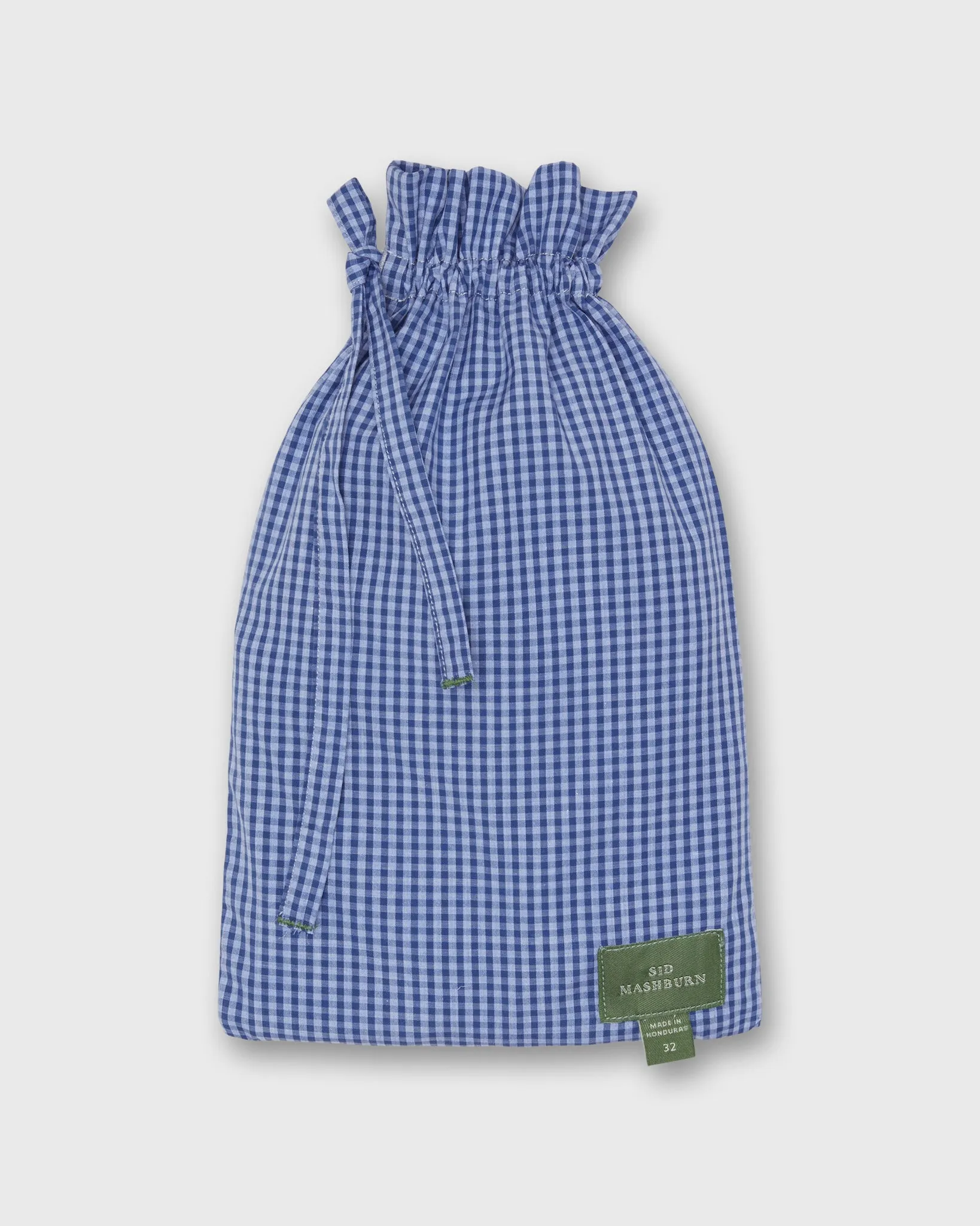 Button-Front Boxer Short in Sky/Navy Gingham Poplin sold by Mashburn product image thumbnail 2