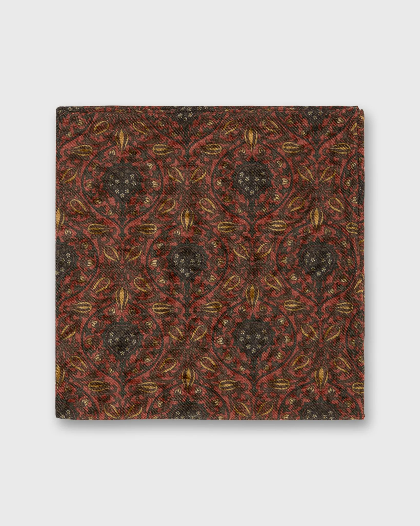 Wool/Silk Pocket Square in Orange/Yellow/Brown Tapestry sold by Mashburn