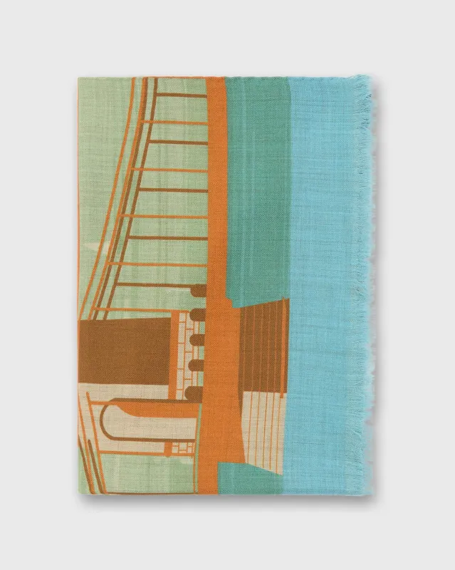 Wool Print Scarf in Blue/Sea Hot Air Balloon sold by Mashburn