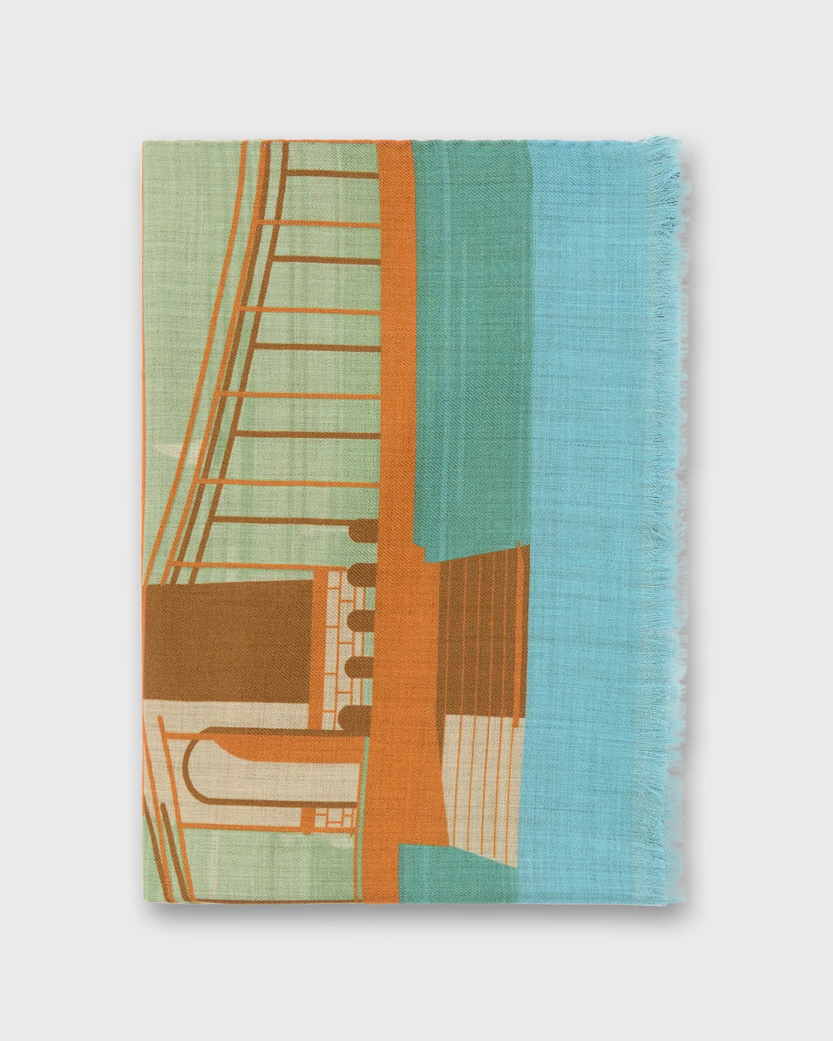 Wool Print Scarf in Blue/Sea Hot Air Balloon sold by Mashburn