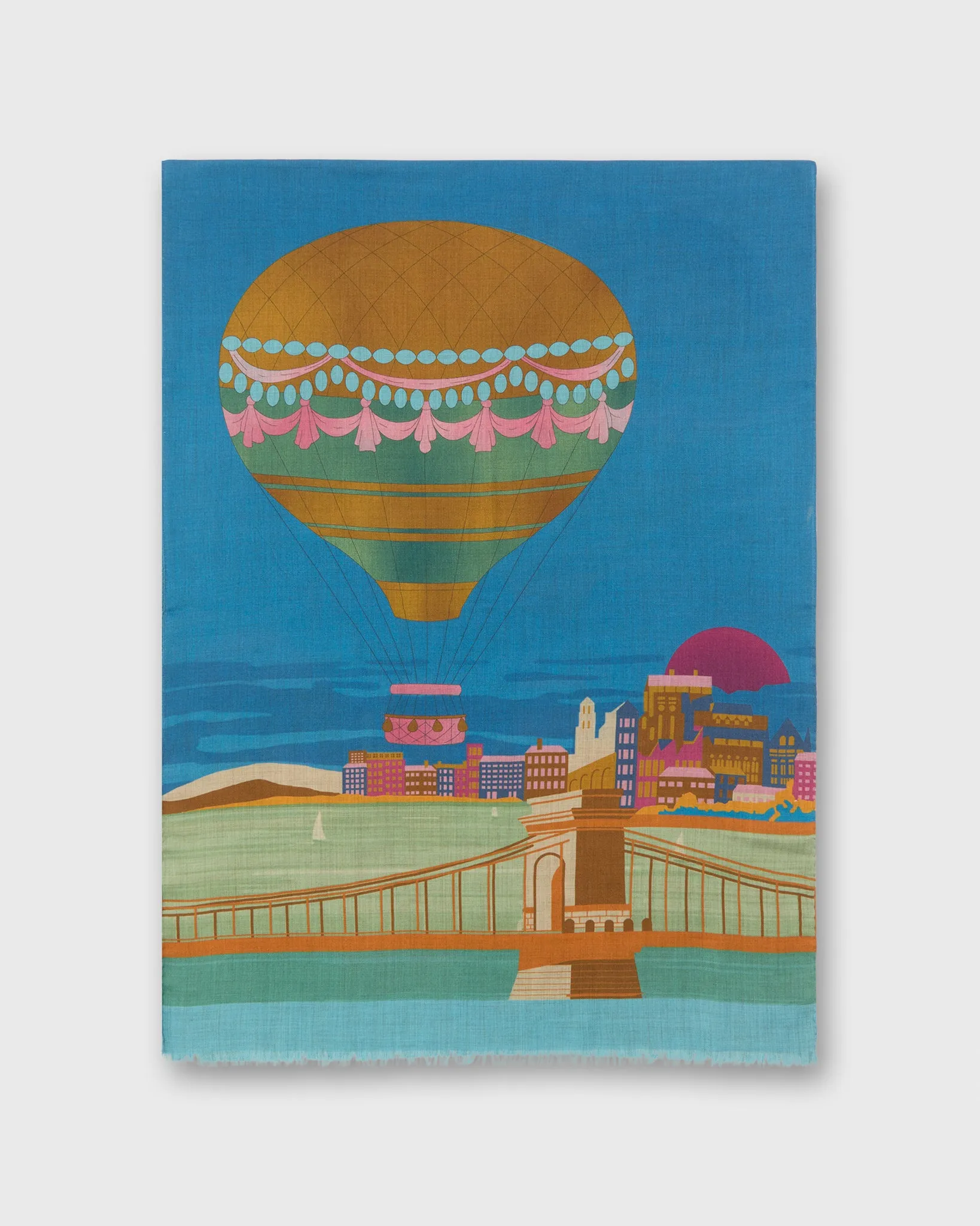 Wool Print Scarf in Blue/Sea Hot Air Balloon sold by Mashburn product image thumbnail 3