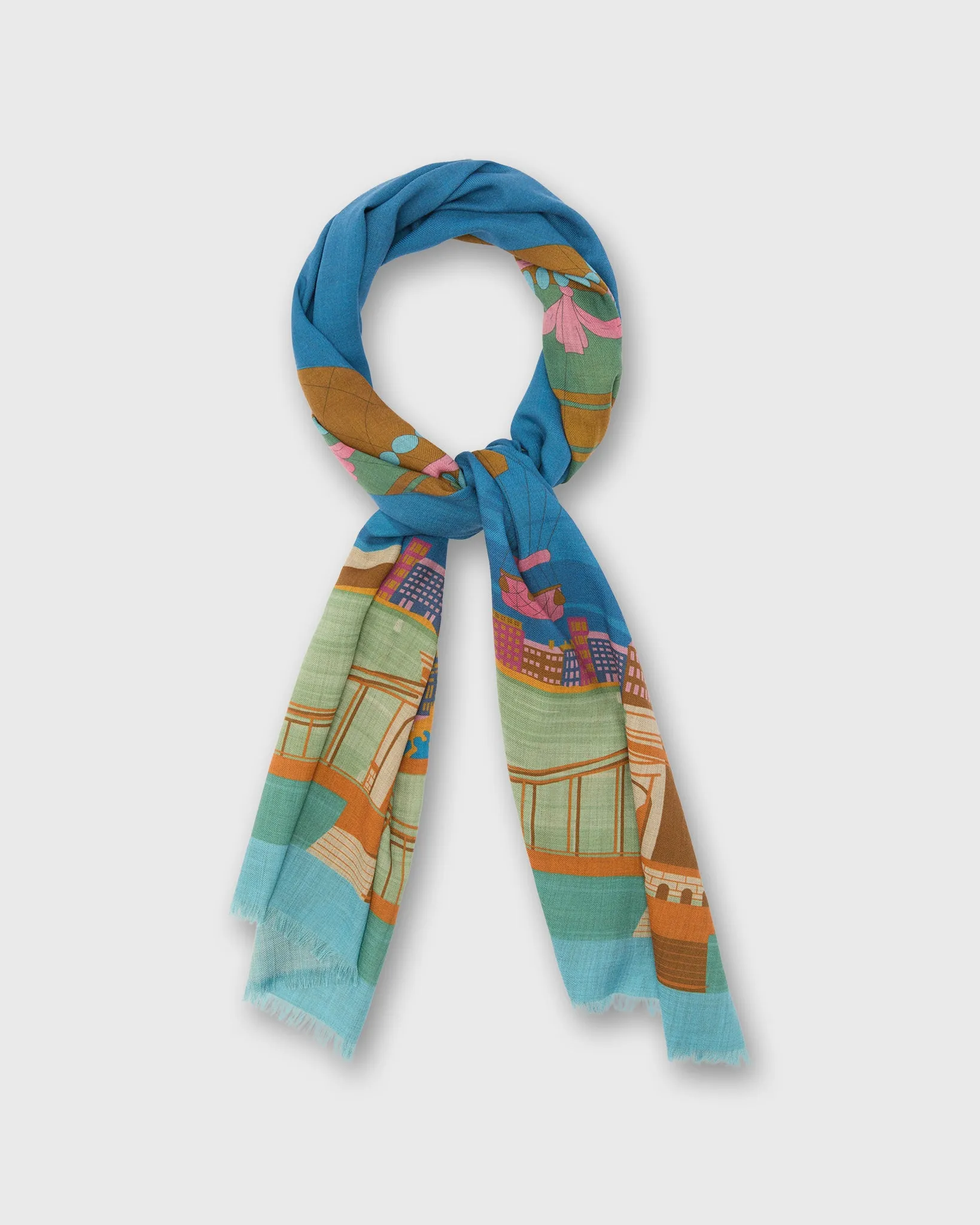 Wool Print Scarf in Blue/Sea Hot Air Balloon sold by Mashburn product image thumbnail 2