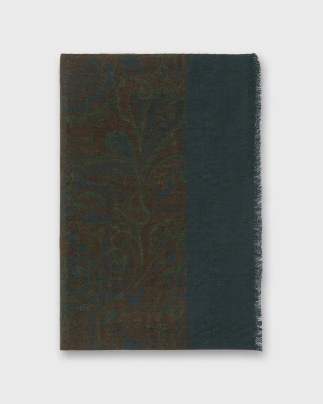 Wool/Cashmere Print Scarf in Green/Aegean Paisley sold by Mashburn
