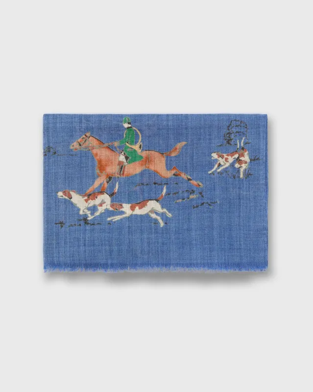 Wool/Cashmere Print Scarf in Blue Foxhunt sold by Mashburn