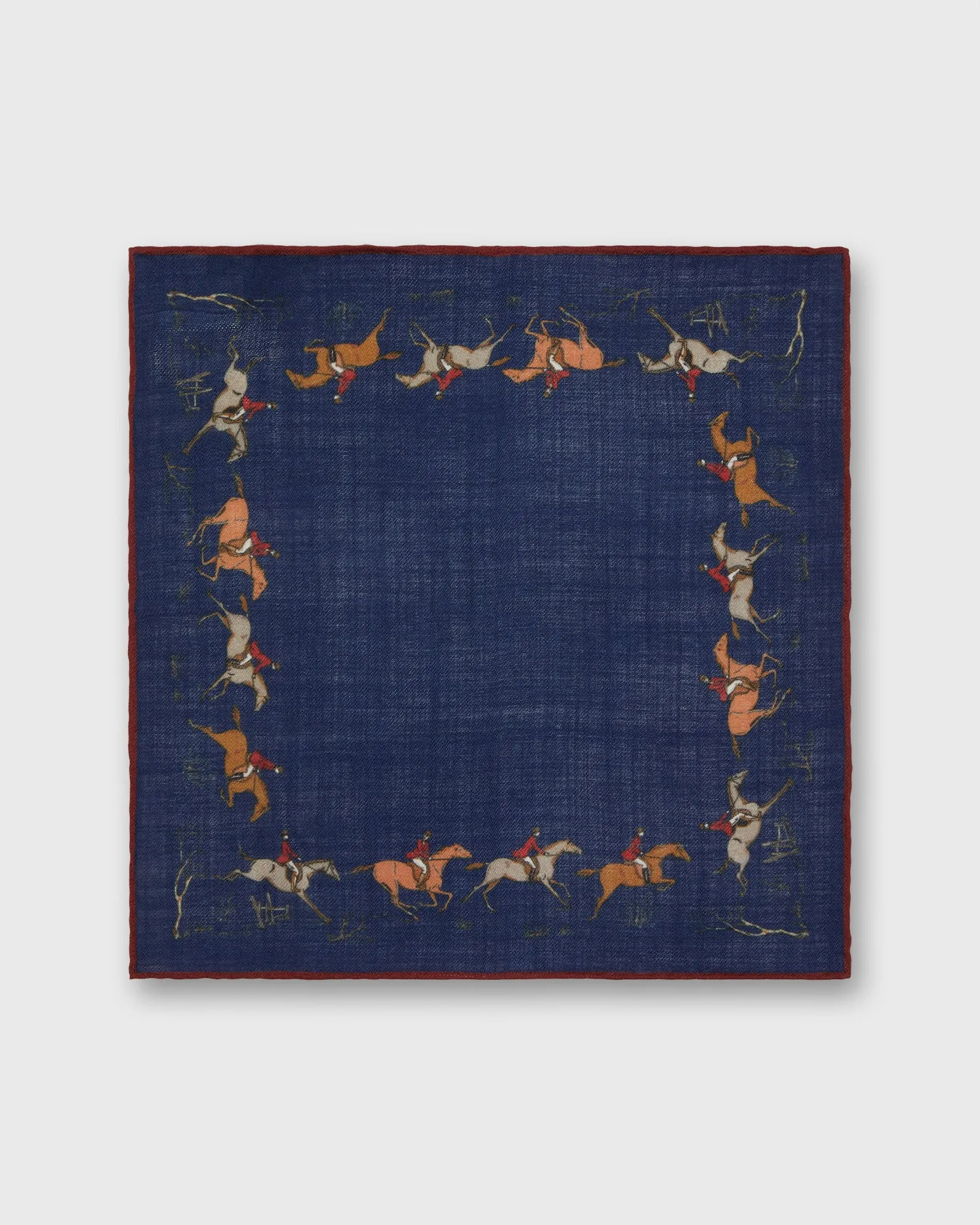 Wool/Silk Pocket Square in Blue Field Riders sold by Mashburn product image thumbnail 2